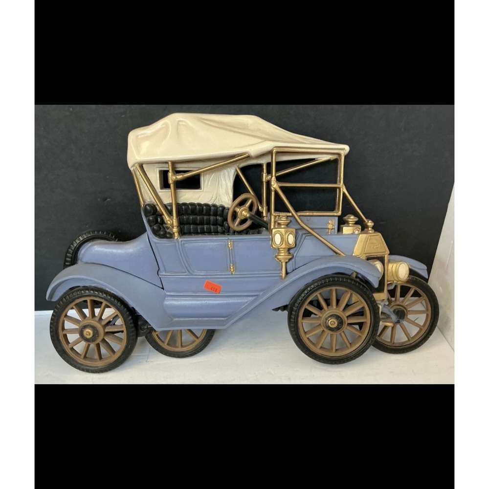 Vintage Cast Metal Model T Ford Car Wall Plaque Decorative Hanging Art Blue Gold
